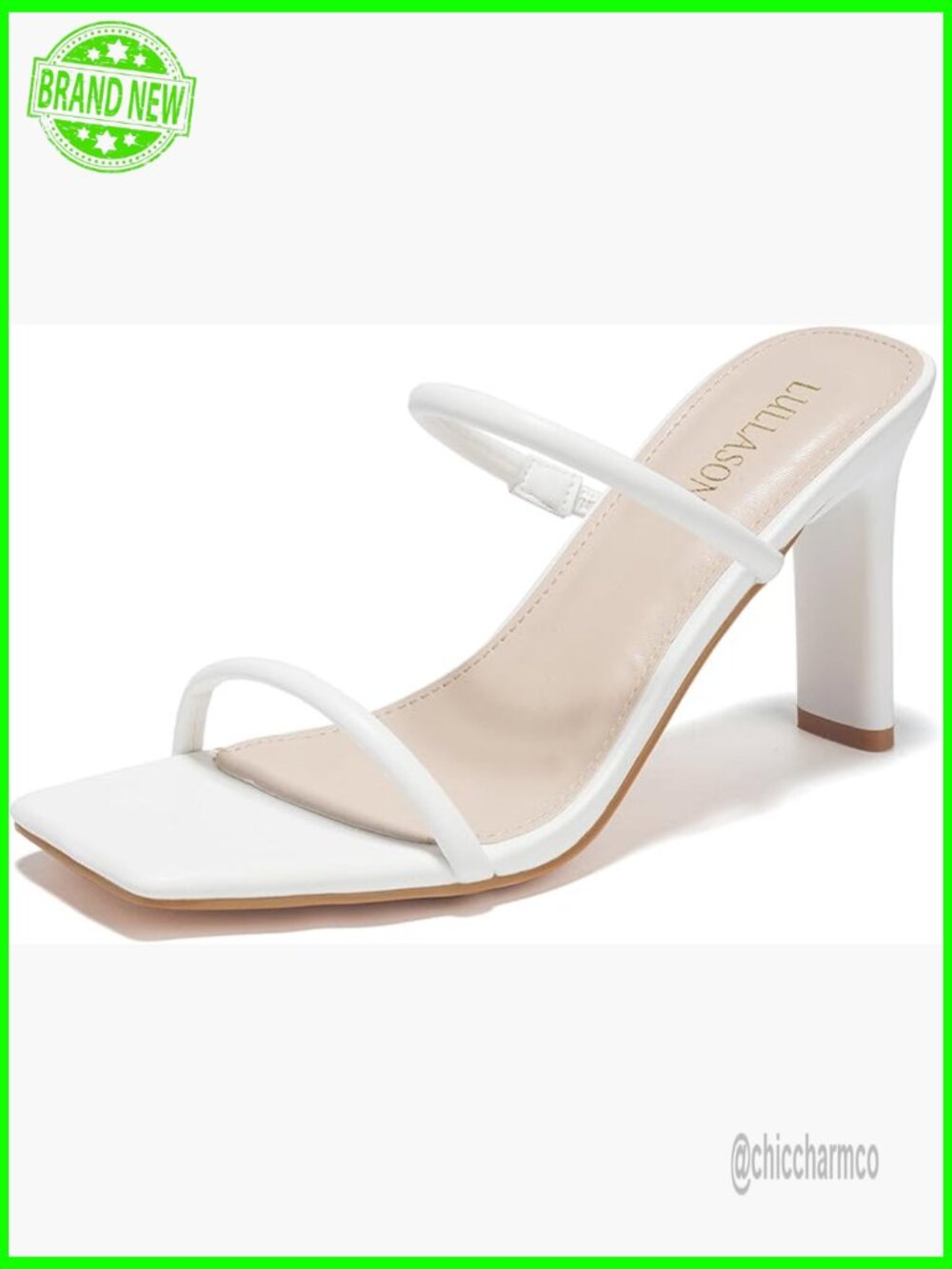 Women's Block Chunky Mid Heel Slide Sandals 3.5 Inch Square Open Toe